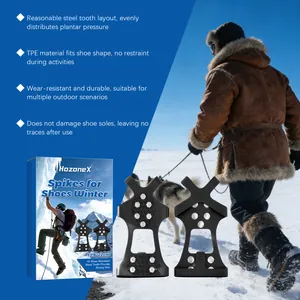 Detailed feature guide of HozoneX winter spikes for shoes with 10 durable steel teeth.