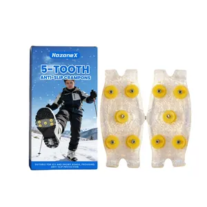 Hozonex Crampons À Glace Pour Chaussures Extérieur Neige Poignées De Glace Traction Avec 5 Pointes En Acier Antidérapant TPE
