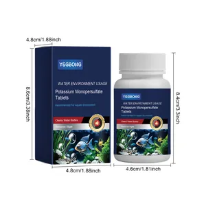 YEGBONG aquarium cleaning tablets 100g bottle with detailed size dimensions display