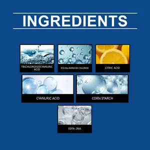Liste des ingrédients du chlore en granulés pour spa, dont l'acide citrique et l'amidon