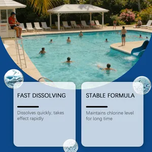 Infographie montrant la dissolution rapide et la formule stable pour le chlore