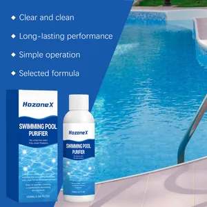 Dettaglio del flacone e della confezione del purificatore per piscine HozoneX al bordo