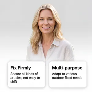 Multi-purpose landscape ground nails feature highlights shown with model visual.
