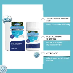 HozoneX pool disinfection tablets detailing trichloroisocyanuric acid and purification effects