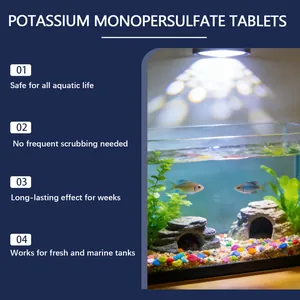 Potassium monopersulfate tablets for crystal clear aquarium water and fish safety