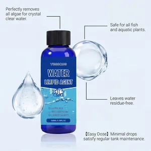 Detailed view of aquarium water purifier liquid showing algae removal benefits