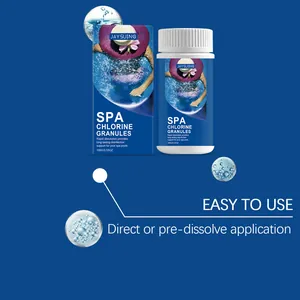 Détail des granulés de chlore JAYSUING Spa avec instructions d'application directe facile.