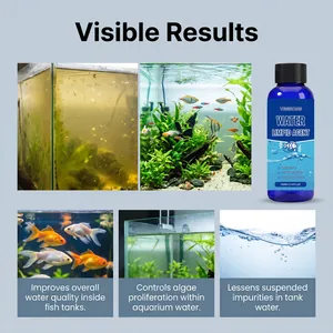 Clear before and after results of YEGBONG water limpid agent for aquarium tanks.