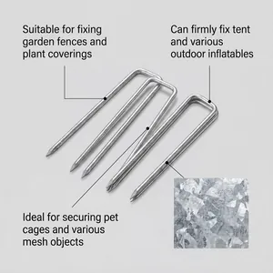 Durable galvanized U-shaped landscape staples for garden fence and tent securing