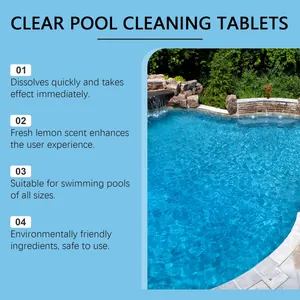Effervescent pool cleaning tablets for crystal clear swimming pool water maintenance