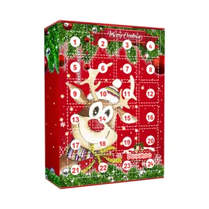 Detalle del calendario de Adviento de Navidad de 24 días con diseño de reno festivo
