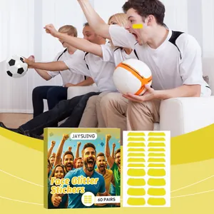 Set de 60 paires d'autocollants scintillants jaunes pour fans de football et de baseball
