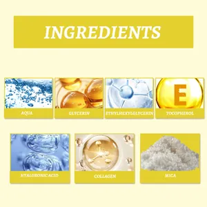 Détails des ingrédients des paillettes: acide hyaluronique, collagène et mica inclus.