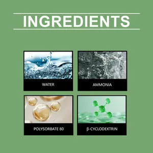Detailed ingredient list for prank odor spray showing water and ammonia components