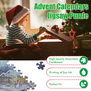 Détails du puzzle du calendrier de l'Avent de Noël avec impression à l'encre de soja.