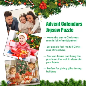 Vue détaillée du puzzle calendrier de l'Avent de Noël comme cadeau de fête pour la famille.