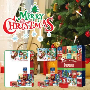 Vue détaillée du puzzle de l'Avent Dowmoo avec 24 boîtes de compte à rebours de Noël