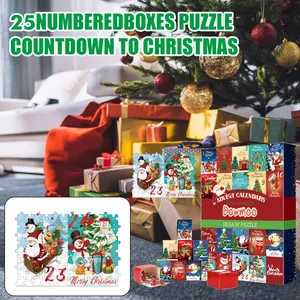 Calendrier de l'Avent puzzle avec 25 boîtes numérotées pour le compte à rebours de Noël