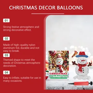 Set de globos de muñeco de nieve de Navidad con bomba manual para decoración festiva.