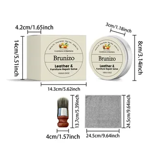 Detaillierte Maße des Brunizo Leder- und Möbelreparatursets mit Bürste und Tuch