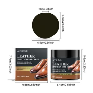 Product dimensions for JAYSUING leather care cream jar, box, and applicator sponge