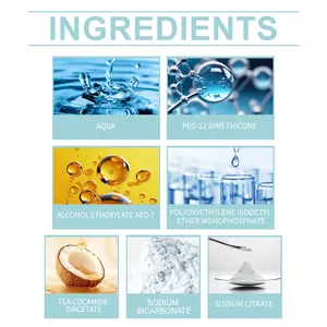 Detailed ingredients list for white shoe foam cleaner including Aqua and Sodium Bicarbonate