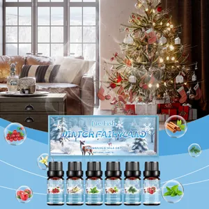 JUE FISH Winter Essential Oil Set Six Pack Cranberry Vanilla Peppermint Cinnamon Cedar Apple Scent For Humidifier Candle DIY