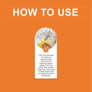Step-by-step instructions for applying white shoe cleaning paste using a sponge applicator