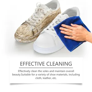 Macro view showing the effective cleaning result of foam cleaner on white sneakers