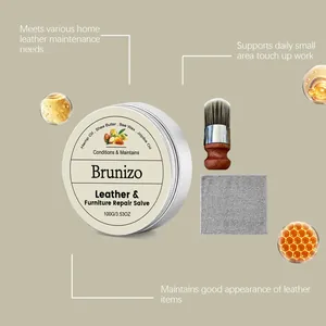 Brunizo Lederreparatur-Salbe Set inklusive Holzgriffbürste und Mikrofasertuch