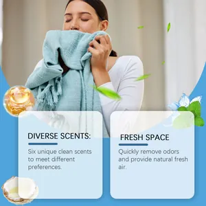 Woman smelling fresh towel representing diverse clean scents of essential oils