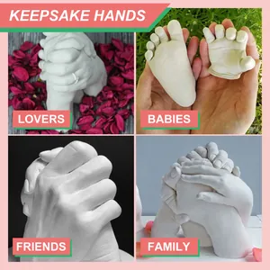 Detailed examples of 3D keepsake hand and foot casting for lovers, babies, and family