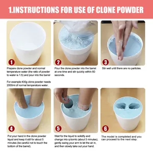 Step-by-step instructions for 3D hand casting DIY clone powder kit