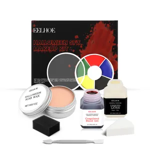 EELHOE Halloween SFX-Make-up-Set mit Narbenwachs Flüssiglatex Blutgel und Farbpalette