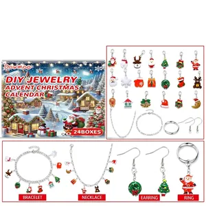 Calendario dell'Avvento gioielli fai da te con 24 ciondoli, bracciale e collana