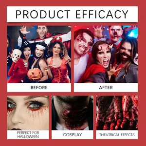 Dettaglio ravvicinato di gel di finto sangue lavabile per effetti trucco Halloween