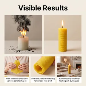Natural yellow beeswax sheets with honeycomb texture for DIY handmade candle rolling