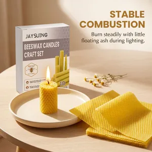 Natural honeycomb beeswax sheets and rolled candle for DIY craft set in 80 characters