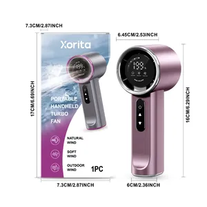 Portable handheld turbo fan dimensions showing 6.69 inch height and 2.53 inch width
