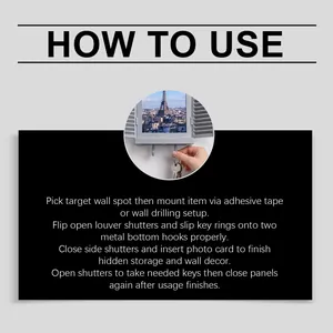 How to use the wall mounted grey photo frame key holder with two metal bottom hooks