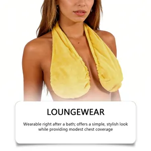 Detail of yellow sweat-absorbing towel bra made from soft and breathable fabric