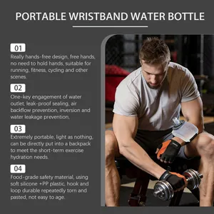 Tragbare Handgelenk-Wasserflasche für freihändige Flüssigkeitszufuhr beim Sport.