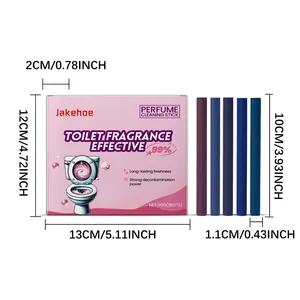 Jakehoe toilet fragrance cleaning stick set with dimensions marked in cm and inch