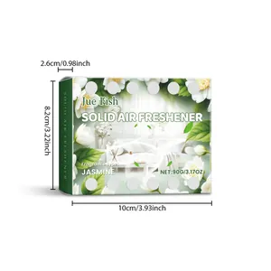 Detailed dimensions of Jue Fish Jasmine solid air freshener box, measuring 10x8.2x2.6 cm.
