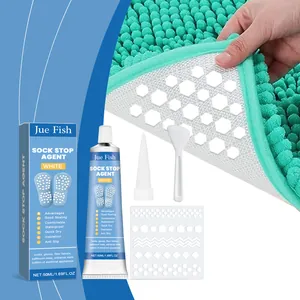 Detailed view of Jue Fish sock stop agent kit with spreader and anti-slip mat application
