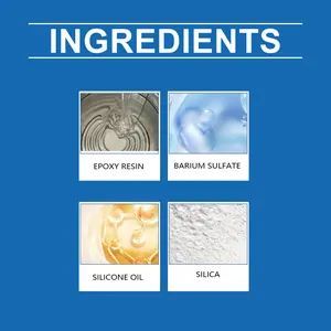 Detailed view of core ingredients for socks anti-slip glue including epoxy resin and silica.