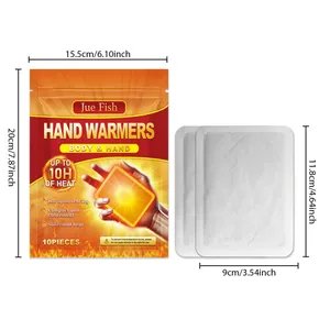 Detailed dimensions of Jue Fish disposable body and hand warmers with 10 hours heat duration