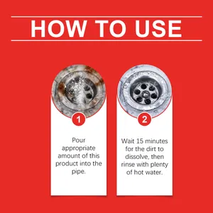 Detailed two-step guide for using pipe unblocker to dissolve stubborn drain clogs.