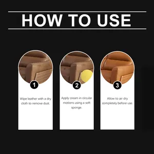 Step-by-step instruction guide for applying leather care cream to repair furniture