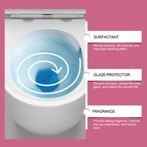 Close-up showing the blue cleaning effect and benefits of fragrance toilet stick